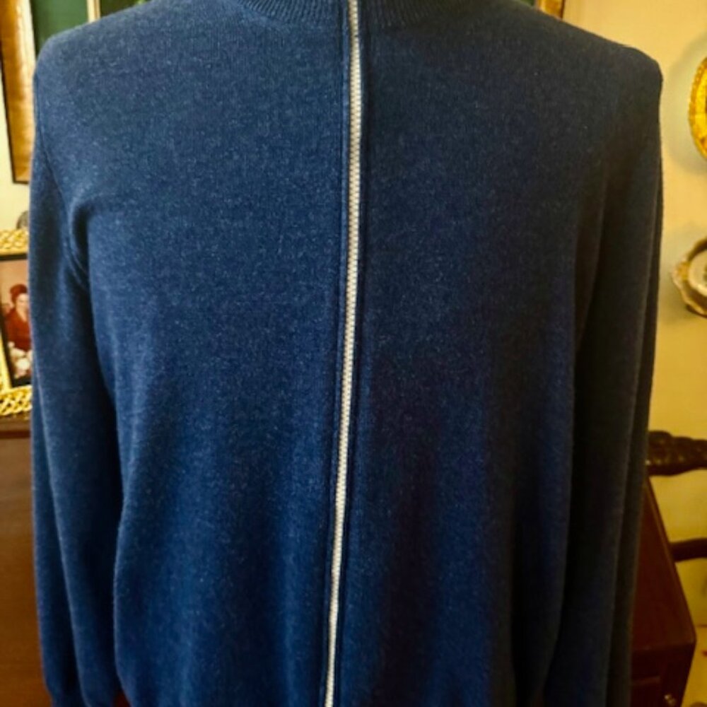 Brunello Cucinelli Full Zip Cashmere Sweater Azure Blue, SZ 50 EU, Med. $2000 RT - Picture 12 of 12